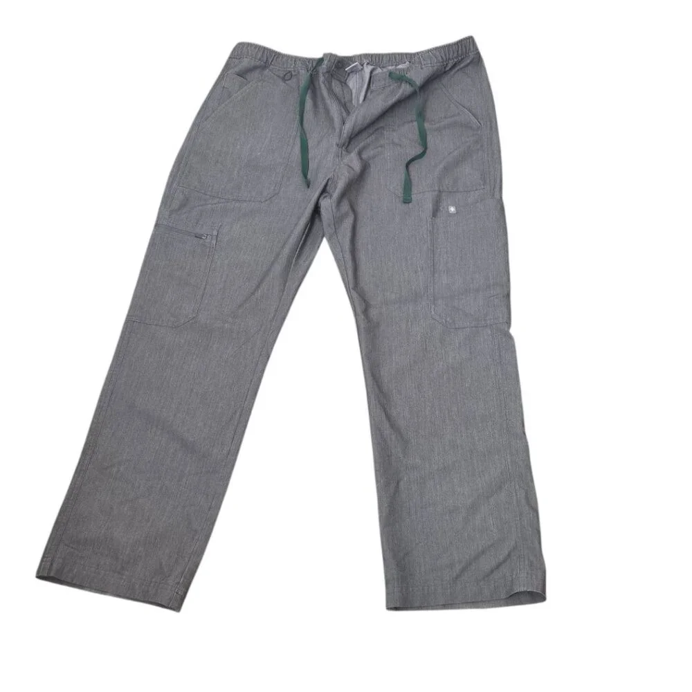 FIGS Men's Cairo 9 Pocket Cargo Scrub Pants Graphite/Green Size XL Short